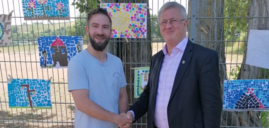 Pfarrer J. Mankel und Bürgermeister G. Rocker