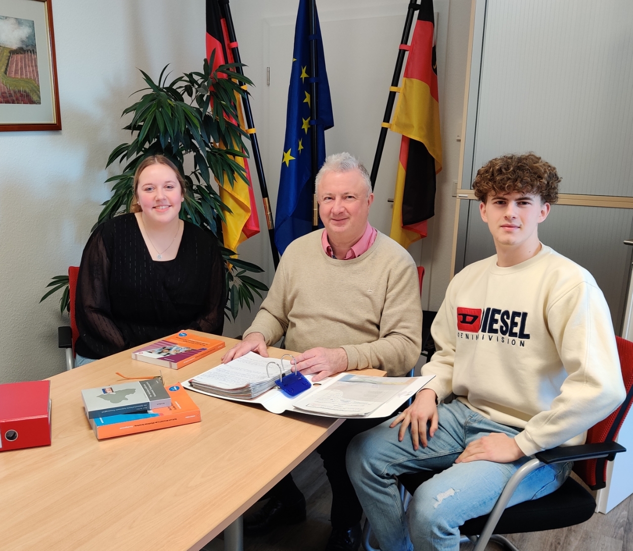 v.L. Clara Spuhler, BGM Gerd Rocker, Noel Magiera