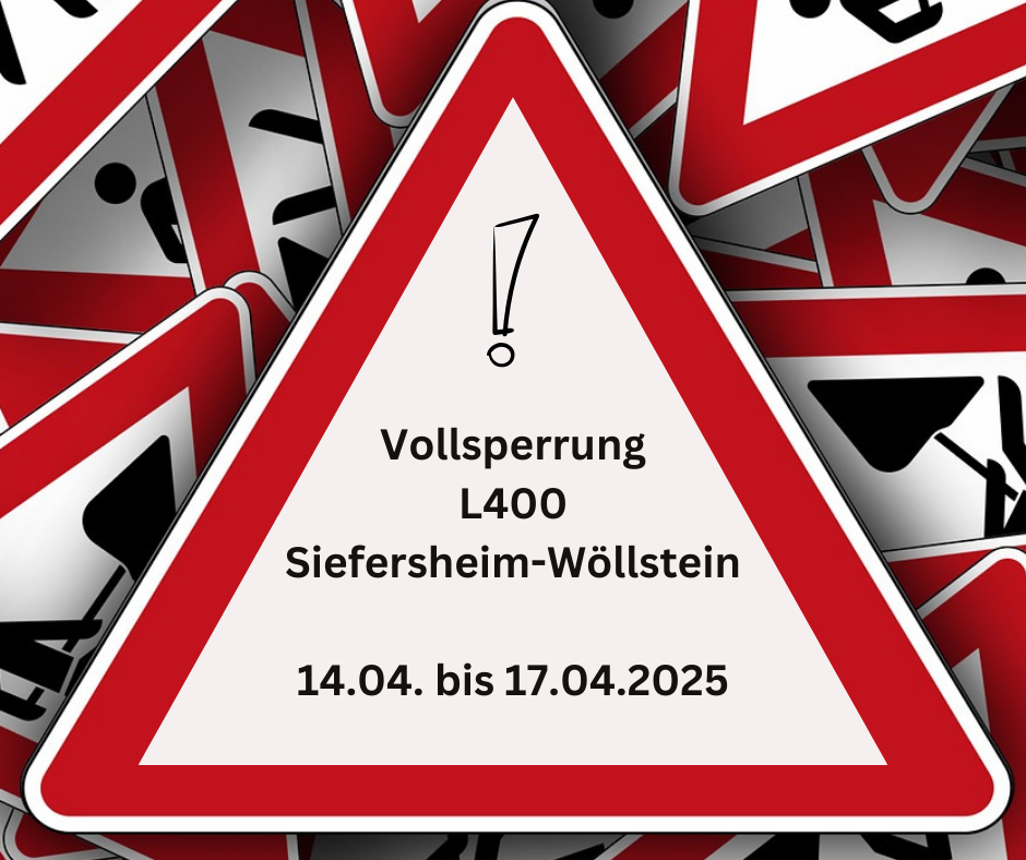 Sperrung der Bahnhofstraße Wöllstein vom 7.10. bis - 1
