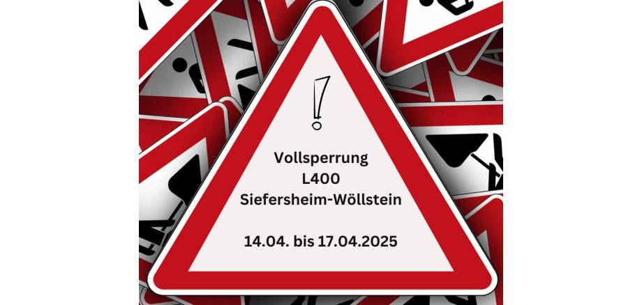 Sperrung der Bahnhofstraße Wöllstein vom 7.10. bis - 1